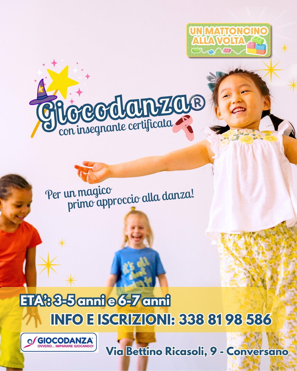 Locandina Giocodanza con insegnante certificata, 3-5 e 6-7 anni